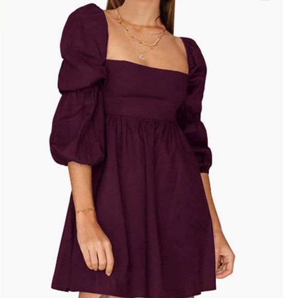 Vrtige Women's 2025 Square Neck Long Sleeve Smocked Back Maxi Dress - Empire Waist Flared A-Line - Perfect For Casual & Dressy Occasions - View #6